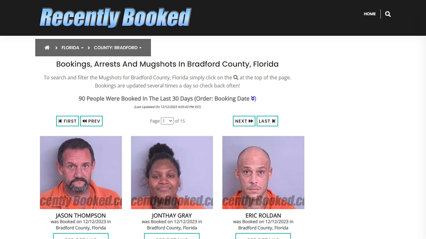 Recent bookings, Arrests, Mugshots in Bradford County, Florida